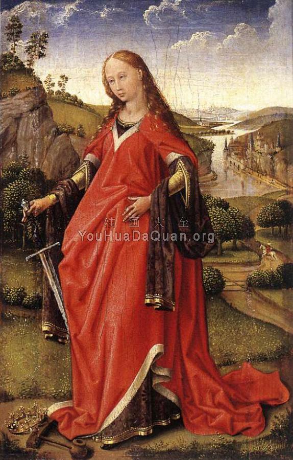 Madonna and St Catherine of Alexandria-Diptych right - 罗吉尔·凡·德·韦登